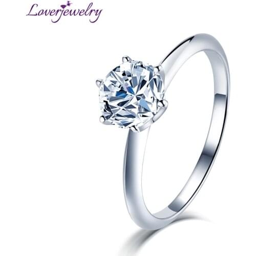 LOVERJEWELRY Wedding Set Ring Moissanite For Women 1ct 2ct Moissanite Rings Pure 14K White Gold For Female Birthday Gift Jewelry