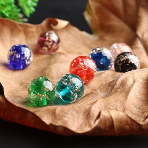 20Pcs 8/10/12MM Multicolor Rond Gold Glass Loose Beads For Diy Making Necklace Bracelet Charm Bead Jewlry Findings Accessories