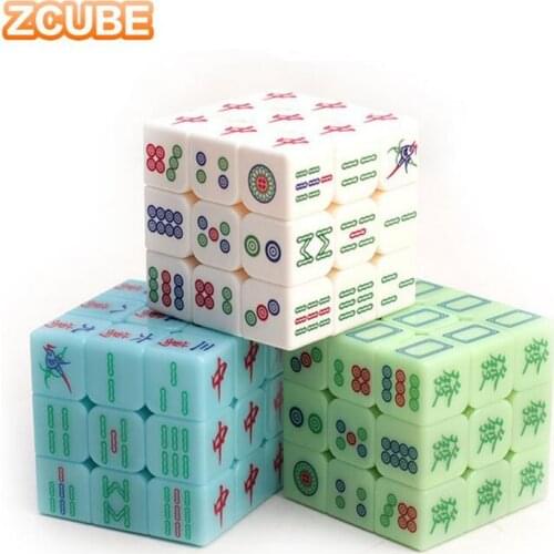 3x3x3 Zcube Chinese style Mahjong Magic Cubes Puzzle Cubes Smooth Transparent Luminous Cube Educational Toys for Children