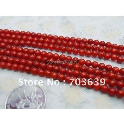 4mm Coral Loose Beads For Jewelry DIY, Real Red Coral Beads Free Shipping 5 Strands Wholesale