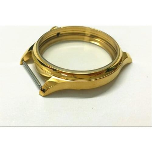 44mm Brushed Stainless Steel Watch Case vacuum plating 18K gold For ETA 6497/6498 ST3600/3621 watch Movement Repair Tool parts