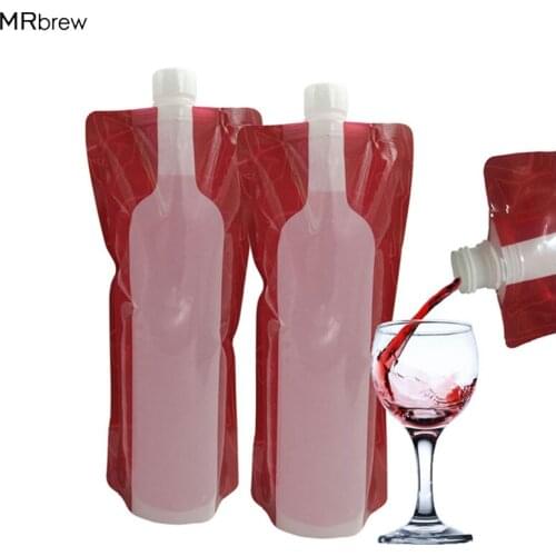 50pcs/Set Wine Bag Unbreakable Flask Travel Gear Accessories Bag Plastic Foldable Reusable Portable Wine Bottle Bag