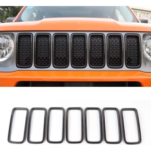 7Pcs/set Car Front Grill Grille Decoration Ring Car Trim Styling Mouldings For Jeep Renegade 2019