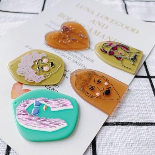 DIY accessories wholesale acrylic geometric irregular figure love-shaped head pendant abstract necklace earrings accessories