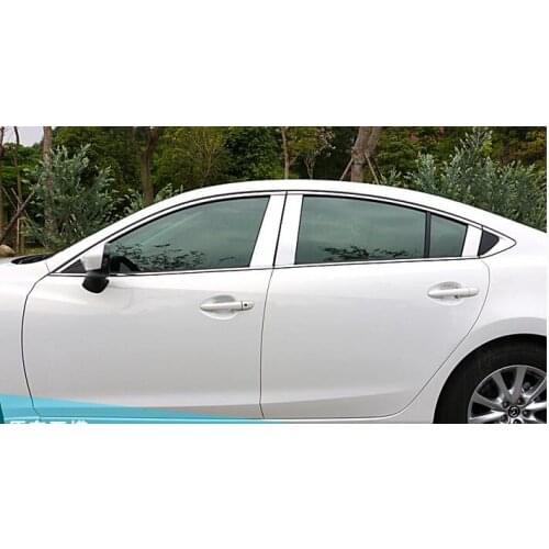 Lapetus Accessories Exterior Window Trim Center Pillar B & C Cover Trim 6 pcs Fit For Mazda 6 Atenza sedan 2013 2014