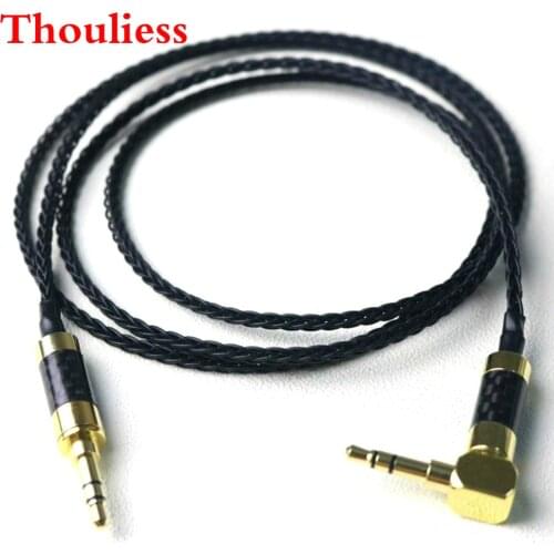 Thouliess HIFI Carbon fiber 3.5mm Male to 3.5mm Male Stereo Silver Plated Audio Cable Car AUX Wire Jump Cable