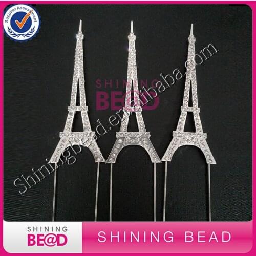 FREE SHIPPING! The Romantic Eiffel Tower Crystal Cake Topper,France Romantic Wedding Love Rhinestone Cake Topper,30pieces/lot