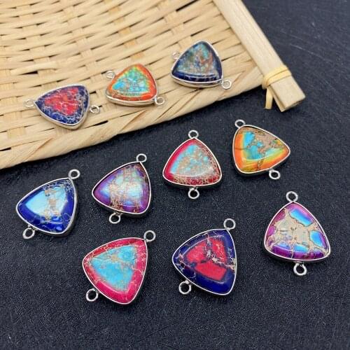 Turquoise Double Ring Pendant Triangle Hemming Color Splicing Necklace Bracelet DIY Womens Exquisite Jewelry Making Supplies