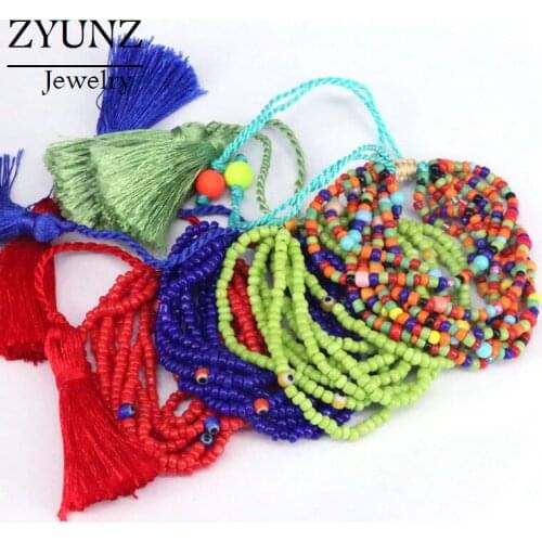 6PCS, New Handmade Japan Miyuki Tila Beads Bracelet Women Mix Color Adjustable Charm Bracelet & Bangles Women Jewelry Gift