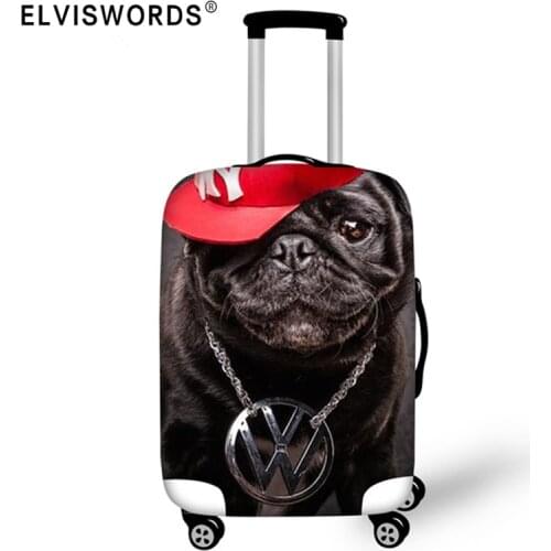 ELVISWORDS 3D Pug Bulldog Print Elastic Trolley Case Covers For 18-30 Inch Travel Accessories Luggage Suitcase Protective Cover