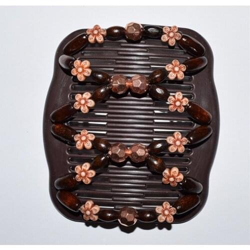 Flower and brown Classical beads Magic Hair Combs Accessories for woman wholesale20pcs/lot