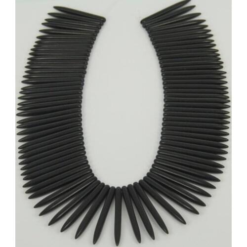 Howlite Bullet Spike Beads, Black Beads Charm Pendant Necklace Jewelry Needle Wholesale,Large Stone Loose Beads