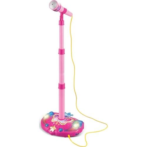 Hot Sale Kids Girls Karaoke Adjustable Stand Microphone Music Microphone Toy Musical Instrument with Light Effect Christmas Gift