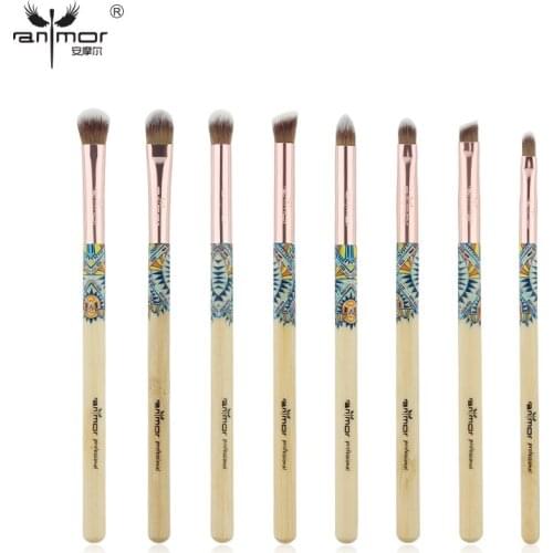 Anmor 8Pcs Makeup Brushes Set Professional Bamboo Eyeshadow Eyeliner Eyebrow Lip Brush for Make Up Portable Cosmetic Kit Tools