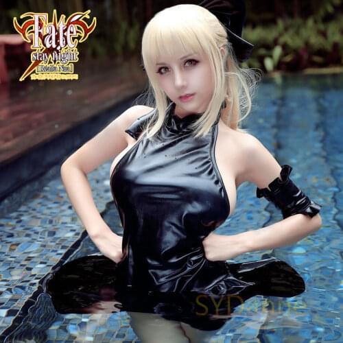 Japanese Game Anime Fate Stay Night Cosplay SU KU School Swimsuit Saber sexy Cosplay Leather Swimsuit Women Cosplay Female Dress