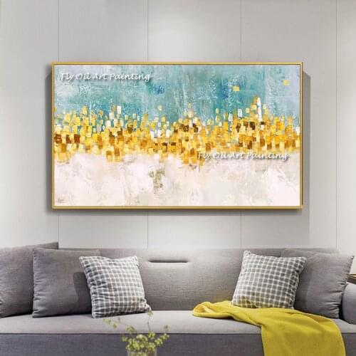 Best Art Handmade Oil Painting Gold Foil Modern Thick Knife Oil Canvas Painting For Living Roon Bedroon Wall Decoration Gifts