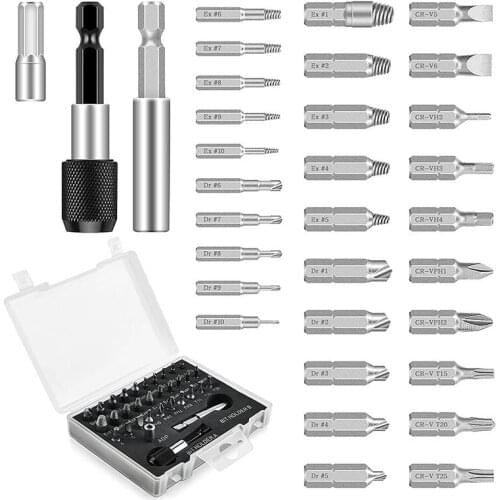 33 PCS Damaged Screw Extractor Set, Multi-Purpose Easy Out Screw Remover and Bolt Stripped Extractor Retail