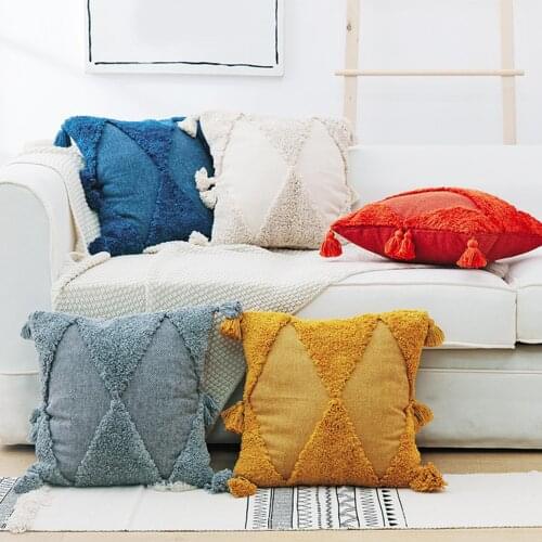 Handmade Embroidery Tufted Cushion Pillow Cover Case Bed Sofa Home Decoration