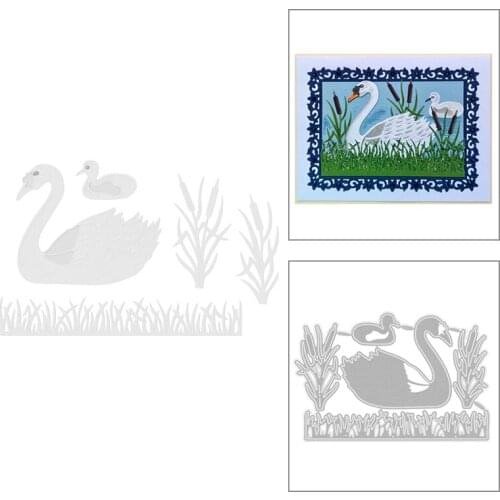 2020 New Animal Swimming Swan Metal Cutting Dies Goose and Grass Die Scrapbooking For Crafts Thank You Card Making No Stamps Set