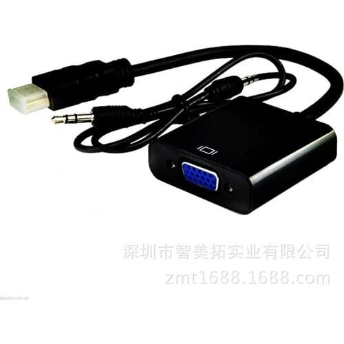 100pcs HDMI to VGA Converter Adapter Male to Female with Audio Cable for Xbox 360 for PS3 Laptop for HDTV Displayer
