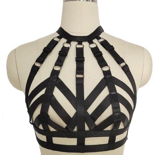 Sexy Hollow Bra Body Harness Belt Bondage Lingerie Crop Top Body Cage Bra Women Goth Rave Body Harness Belt