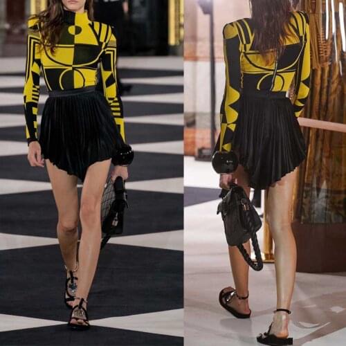 Wholesale 2020 Newest Women dress yellow jacquard Long sleeve Fashion mini Celebrity Boutique Cocktail party bandage dress