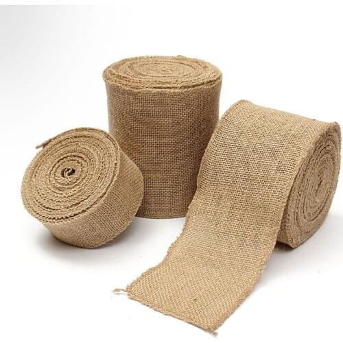 10M Fabric Ribbon Tape Rustic Wedding Belt Strap Retro Natural Jute Hessian Burlap Floristry Decor DIY Crafts