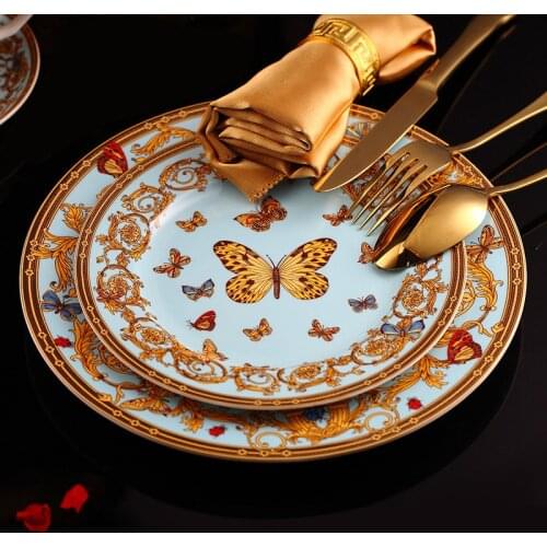 Restaurant Bone China Sirloin Steak Plate Model Room Decoration Ceramic Plate Coffee Cup Cake Dish