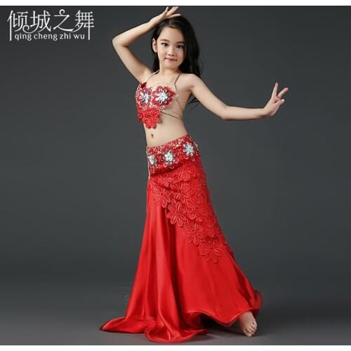 RT016 Belly Dancing Children spandex and silk belly dance dress belly dance
