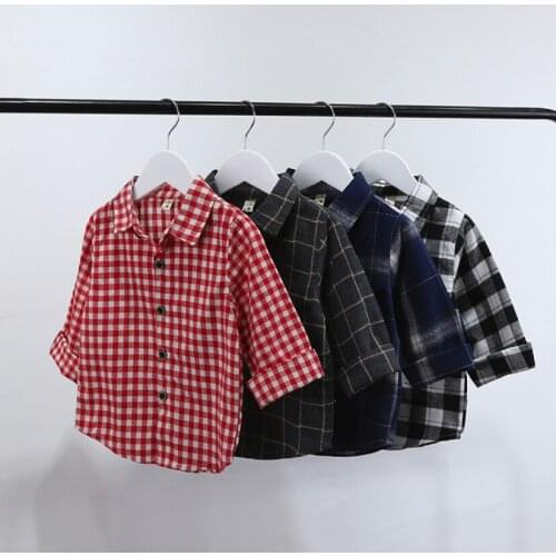 New Baby Boys Shirt Fashion Plaid Children Shirts Long Sleeve High Quality England School Trend Kids Toddler Shirts Clothes Gift