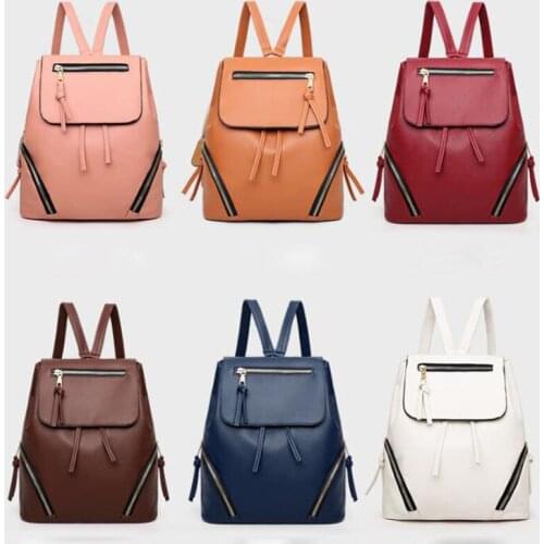 New Vintage Tassels Backpack New Women Retro PU Leather Big Capacity School Bag For Teenage Girl Travel Rucksack