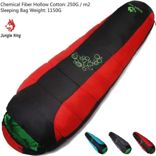 Jungle King Spring and Summer Filled Four-Hole Cotton Sleeping Bag Outdoor Hiking Camping Mummy Sleeping Bag 3 Colors 1150G