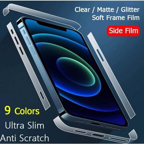 Ultra Thin Phone Side Film For iPhone 12 Pro Max Mini Clear / Matte / Colorful Soft TPU Hydrogel Film Frame Protector -Not Glass