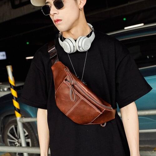 Tidog Retro mens fashion Korean version of the new leather shoulder chest bag