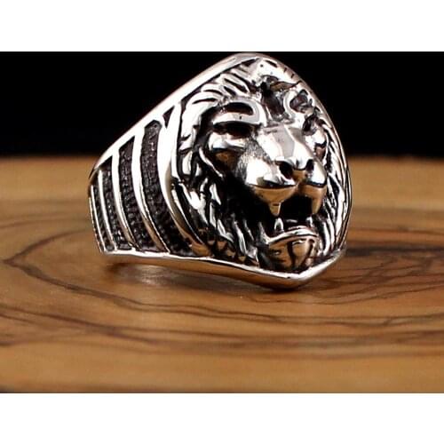 925 Sterling Silver Lion Face Ring for Men Jewelry Gift Mens Rings Fashion Vintage All Size Made in Turkey