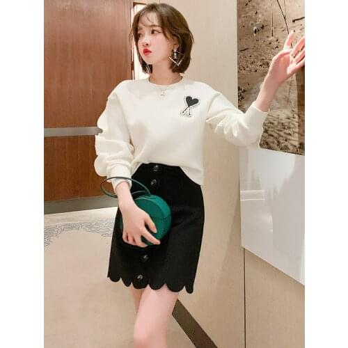 Heart shaped patching cloth with lotus leaf lace round neck for women 2021 Spring new High Quality Top Quality