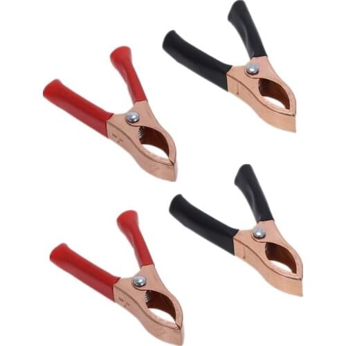 4Pcs X 70mm 30A Crocodile Alligator Car Battery Insulated Clips Clamps Red + Black Crocodile Clip Aligator Clips Test Clips