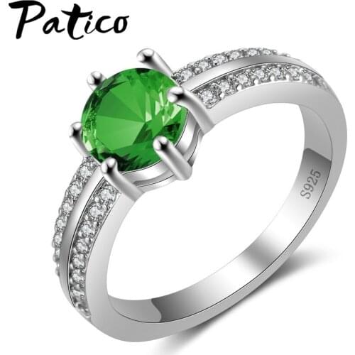 5 Colors Fashion Elegant Female 925 Sterling Silver Finger Rings With Clear CZ Stone Crystal Anniversary Jewelry