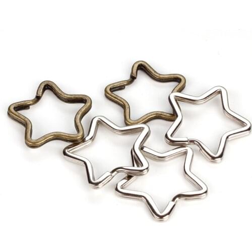 10pcs 35x30mm Star Small Key Rings Bulk Split Keychain Rings for Keys Organization DIY Arts Crafts