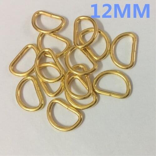 100pcs 12mm gold D Dee Ring adjustable buckles DIY accessories shoes bag webbing strap Unwelded buckle