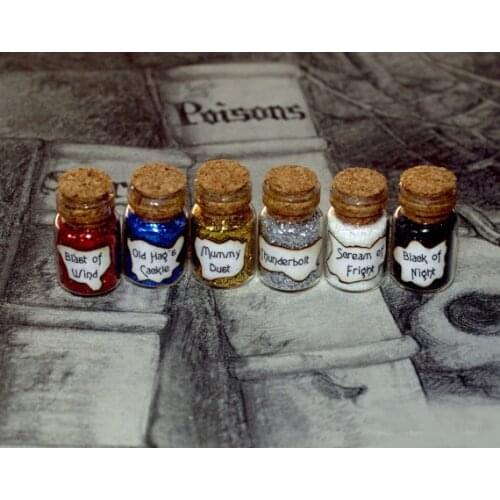 12pcs/lot Evil Queen Magic Spell 6 Vials of Wicked Ugliness Peddler Potion, Mini Magic Snow White Bottle Charms