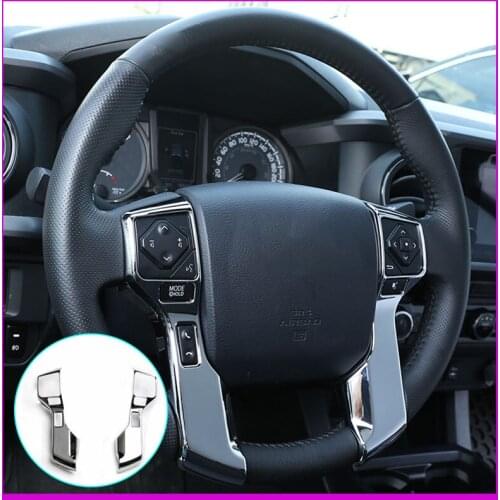 2 Patterns For Toyota Tacoma 2016-2020 Steering Wheel Button Decoration Outer Frame Carbon Fiber/Bright Light Pattern 2Pcs