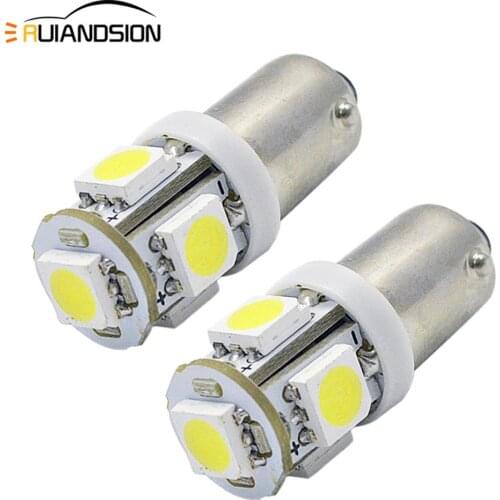 2pcs High quality AC/DC12V Car Led Light BAX9S BAY9S 5050 5LED Light Bulbs BA9S T4W Car License Plate Light Reading Lamp White