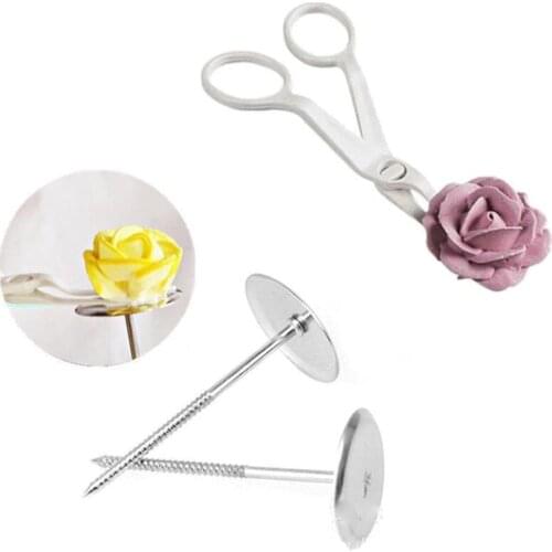 2pc Cake Baking Piping Stands Tools Cake Flower Nails Stainless Steel Piping Nail Rose Decor Lifter Fondant Cake Decorating Tray