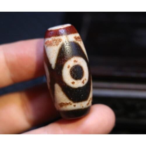3A+ Magic Power Tibetan old Red Agate Tiger Tooth 3 Eye Big Drum dZi Bead Amulet Pendant Talisman Timestown UPD22A
