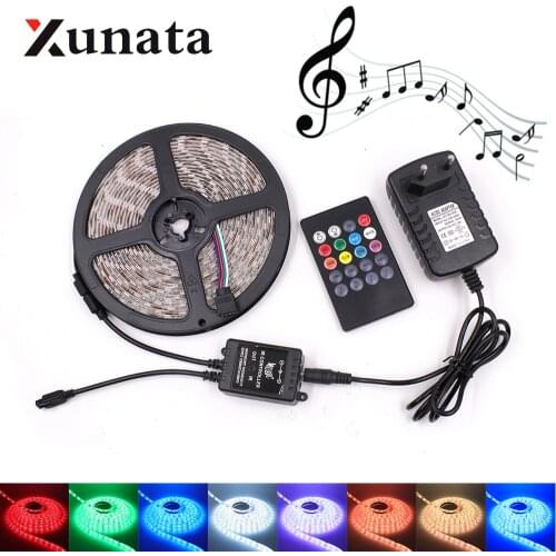 5050 RGB LED Strip 2835 LED Lighting 60 LEDs/m Riobbon Tape Flexible LED Light Lamp With Music Remote Contorl 5m/lot
