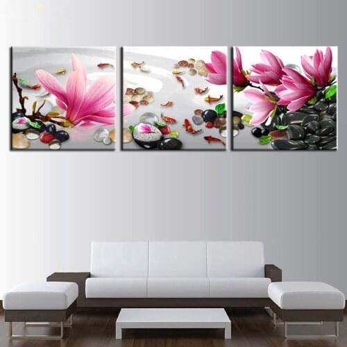 New arrival Diy diamond painting Magnolia Koi Fish picture of rhinestones embroidery diamond mosaic 3 pcs set 5d cross stitch