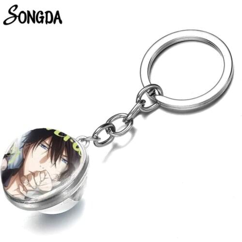 Anime Dakaretai Otoko 1-i ni Odosarete Imasu Key Chain Cartoon Figures Art Photo Double Sided Glass Ball Pendant Key Ring Holder