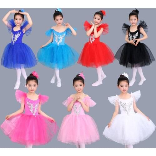 Girls Child Kids Ballet Tutu Professional girl They Ballet Dancewear Dance Costume Dress White Pink Black Swan Ballet Tutu