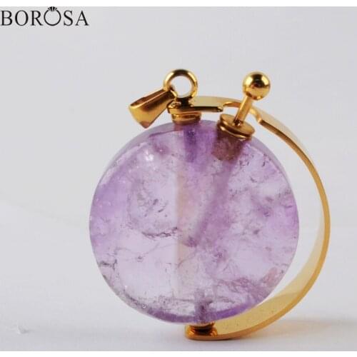 BOROSA Round Perfume Bottle Pendant Diffuser White Quartz Essential Oils Bottle Amazing Pendant Necklace Women Jewelry WX1304